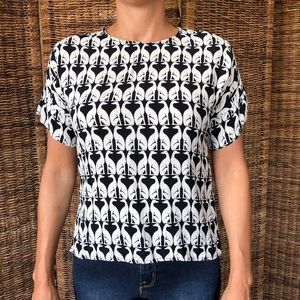 Black and white dog blouse
